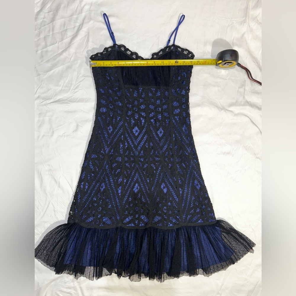 Betsey Johnson Black Blue Lace Fit & Flare Party Dress Y2K Size 4 - Picture 5 of 9